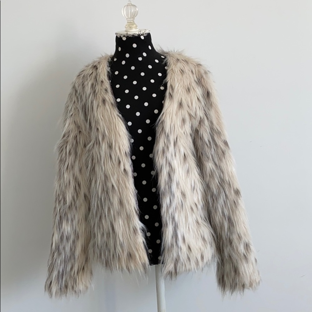 Speckled faux fur jacket